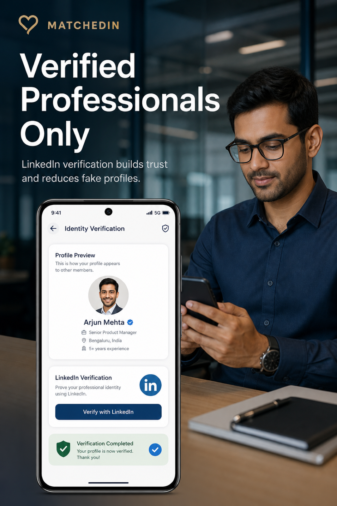 Verified profiles on MatchedIn